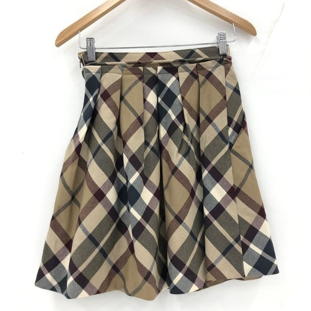 Burberry Blue Label Nova Check Skirt With Strap Beige Size 38 - Picture 2 of 8